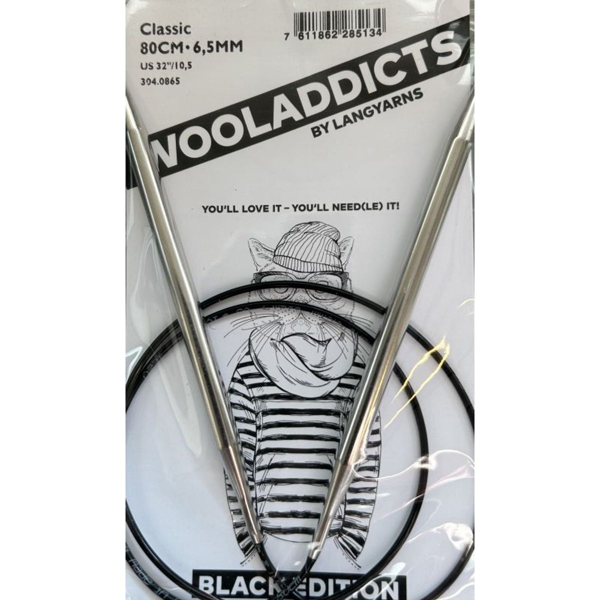 9,0 mm - Addi black Classic Rundpinde 80 cm, fra Addi