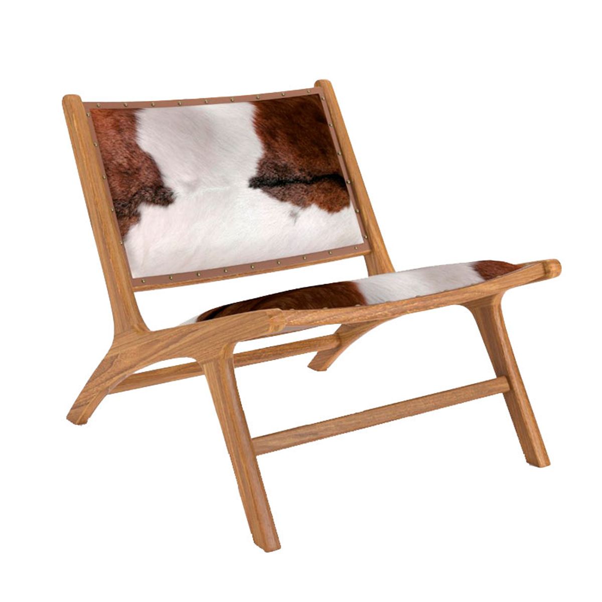 Rosy loungestol - massiv teak/skind