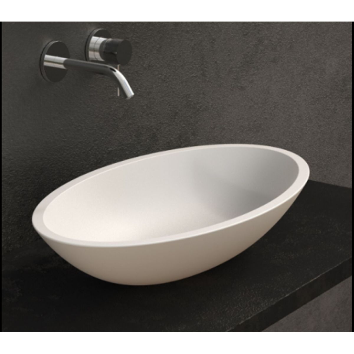 Ideavit Solidjazz bordmonteret håndvask 60 x 35 cm Solid surface - Mat hvid