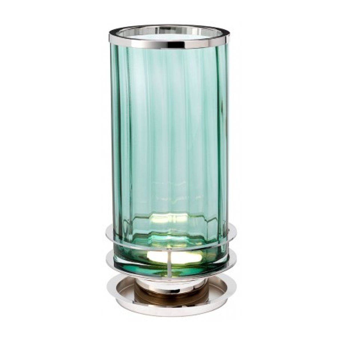 Arno Bordlampe i glas og stål H35,4 cm 1 x GX53 - Poleret nikkel/Grøn