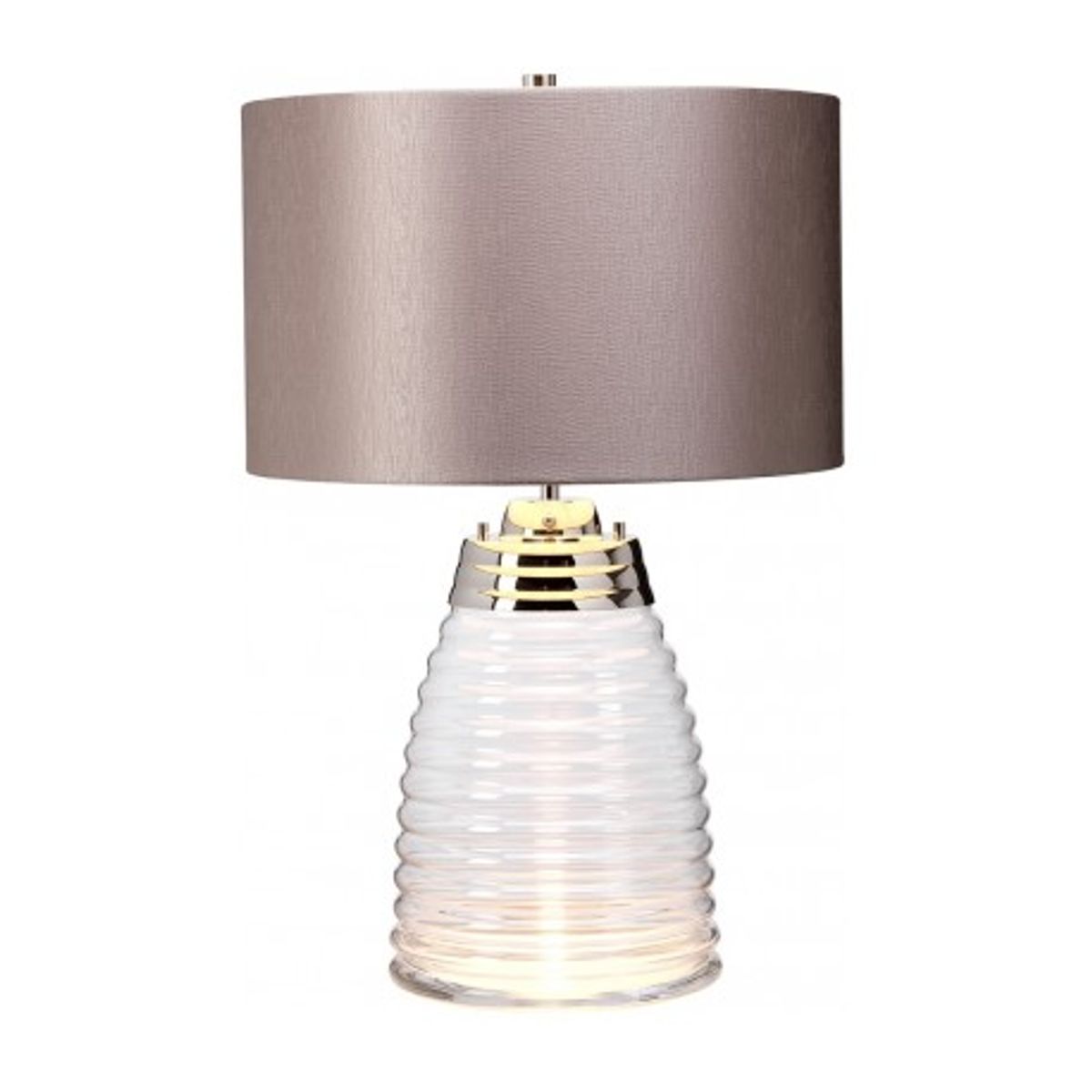 Milne Bordlampe i glas og tekstil H64 cm 1 x E27 - Let røget/Grå