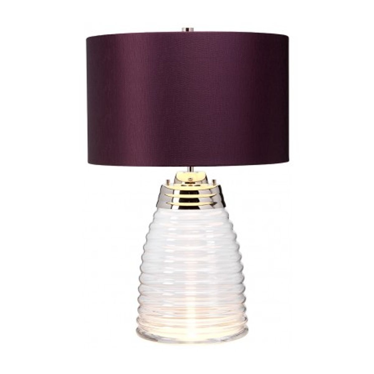 Milne Bordlampe i glas og tekstil H64 cm 1 x E27 - Let røget/Aubergine