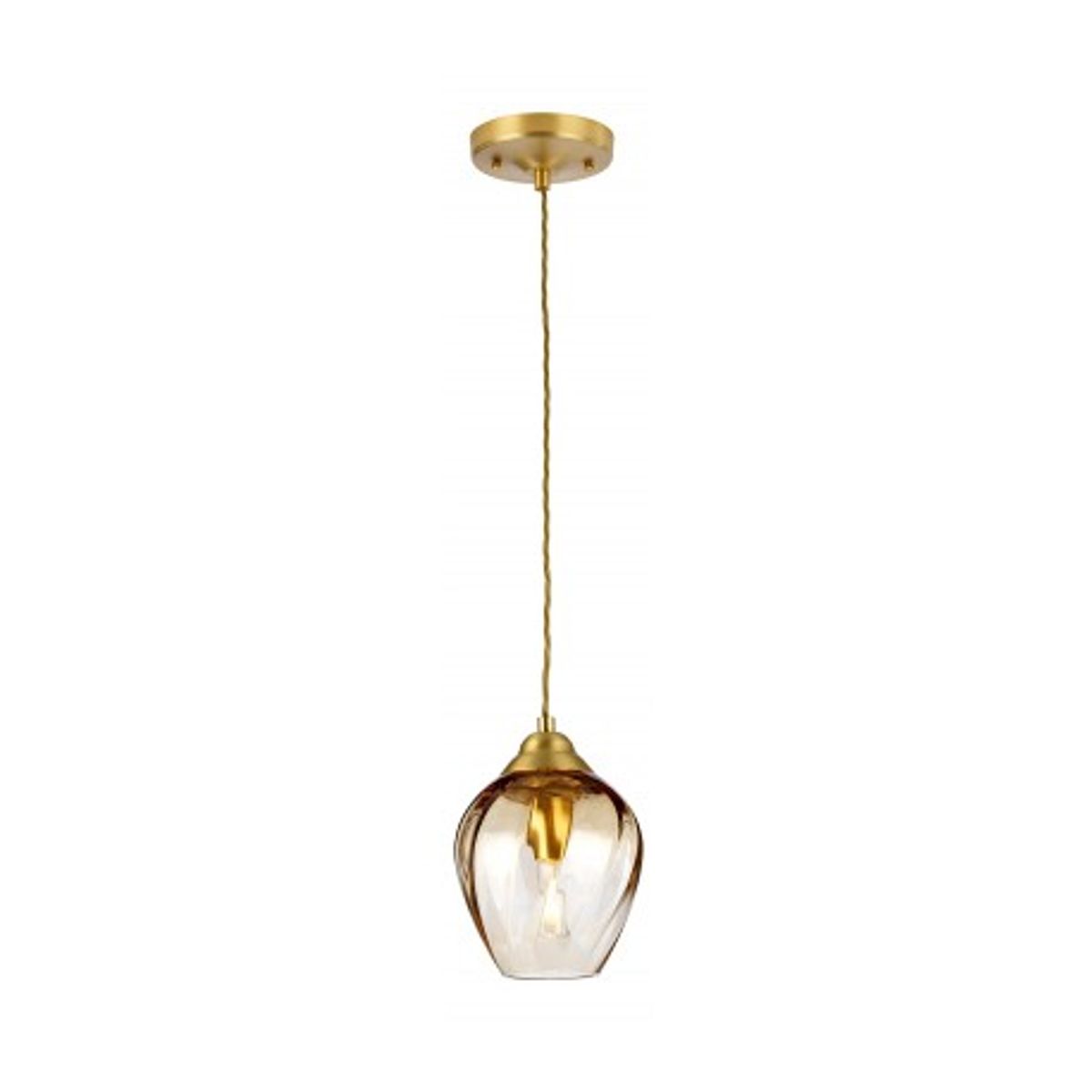 Tiber Loftlampe i glas og stål H34 - 219 cm 1 x E27 - Børstet messing/Rav