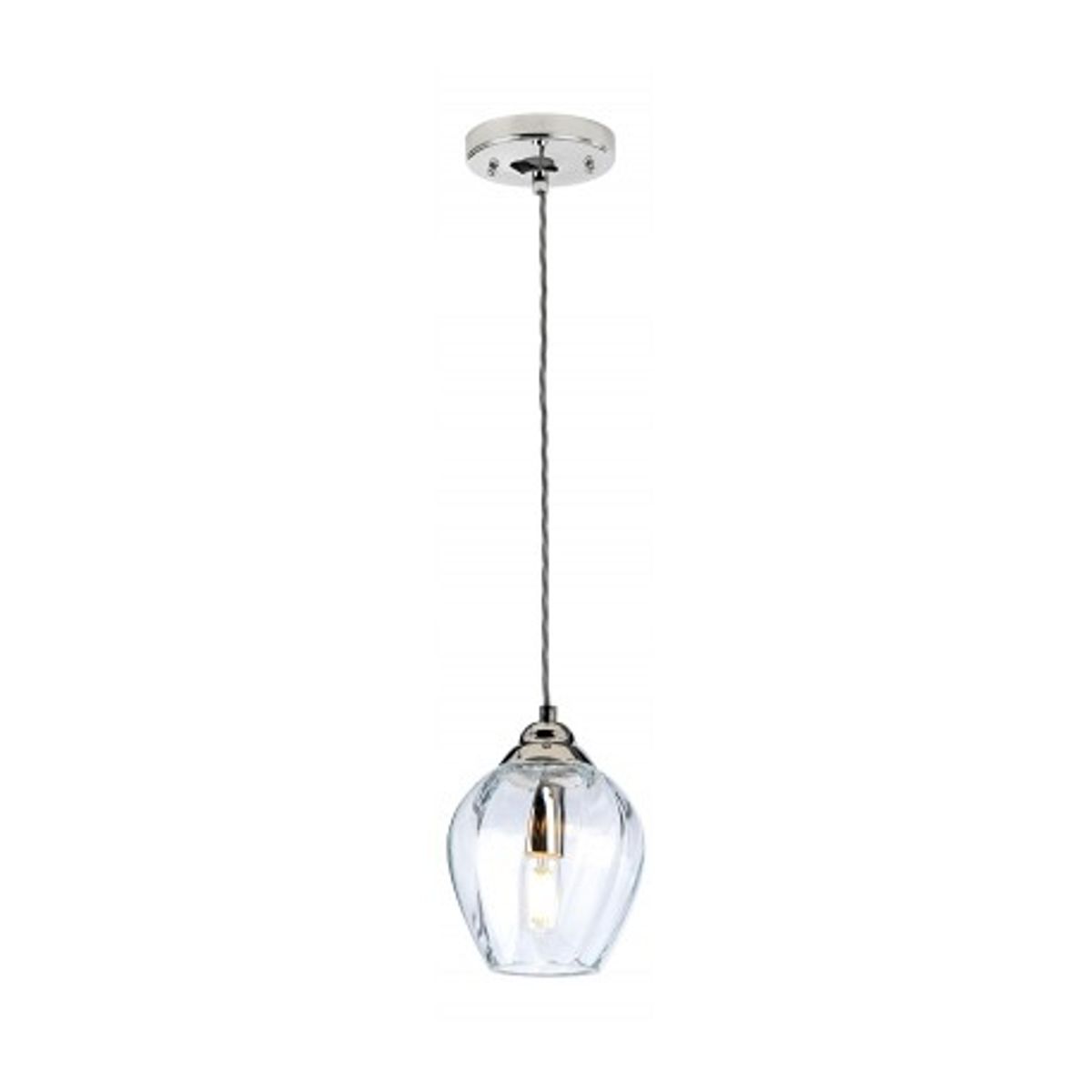 Tiber Loftlampe i glas og stål H34 - 219 cm 1 x E27 - Poleret nikkel/Klar