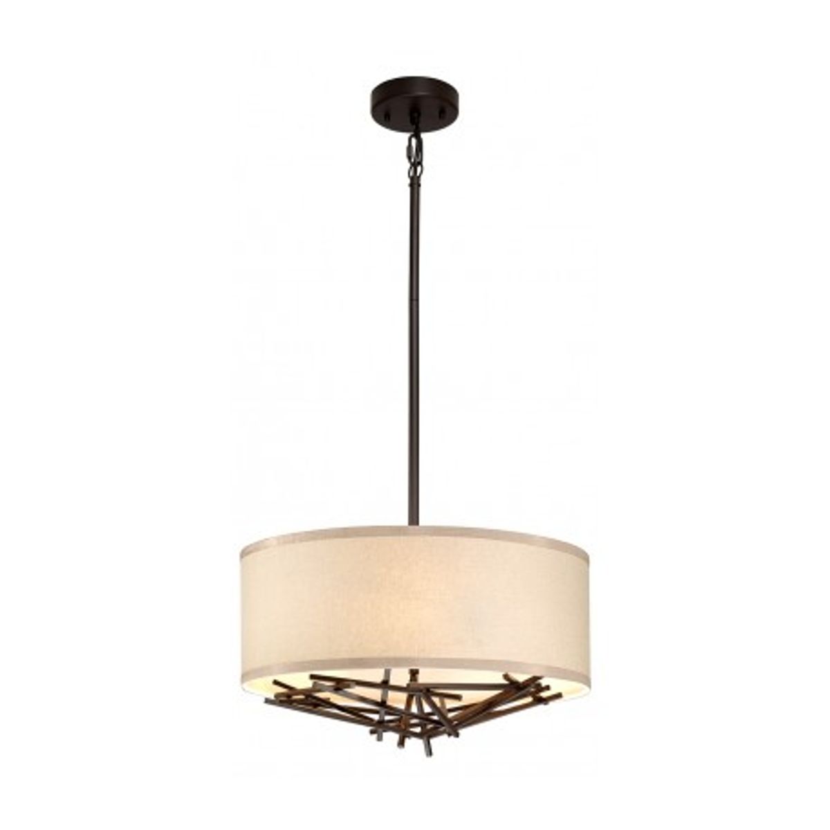 Taiko Loftlampe i stål og tekstil Ø40 cm 3 x E27 - Antik bronze/Natur