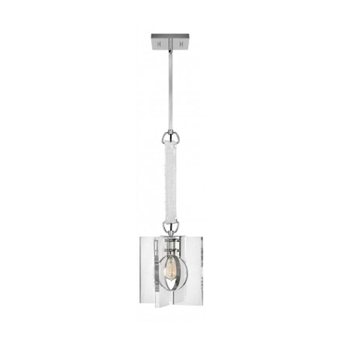 Ludlow Loftlampe i stål og glas 30 x 30 cm 1 x E27 - Poleret nikkel/Klar