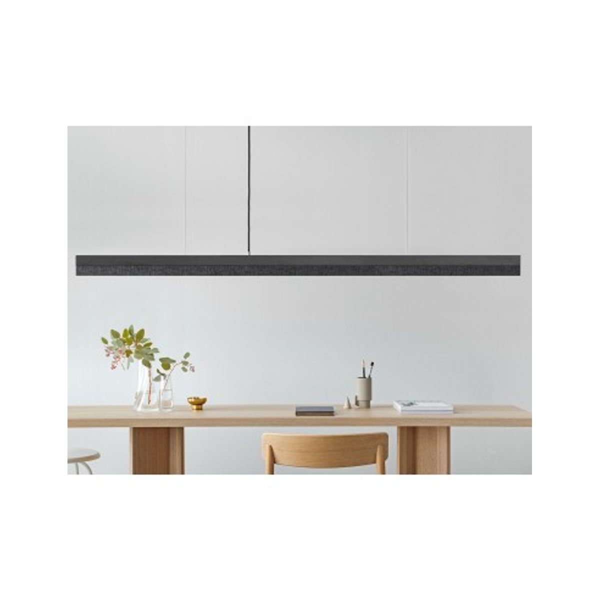 Langbordspendel i beton og træ 182 cm 25W LED - Mørk beton/Brændt træ