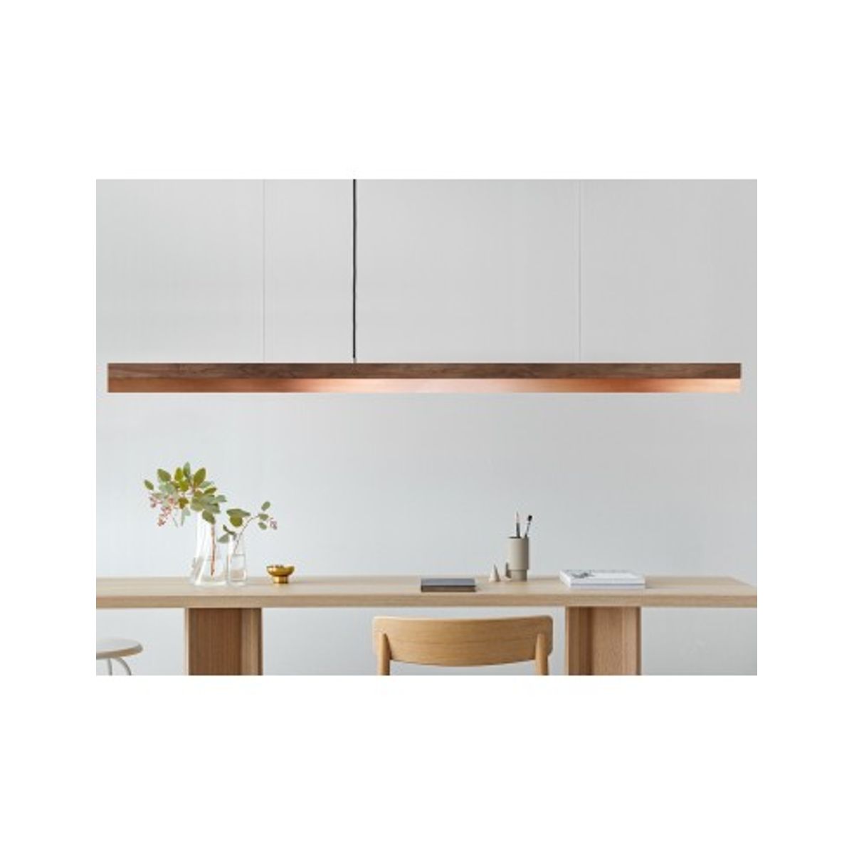 Langbordspendel i nøddetræ og kobber 182 cm 25W LED - Nøddetræ/Kobber