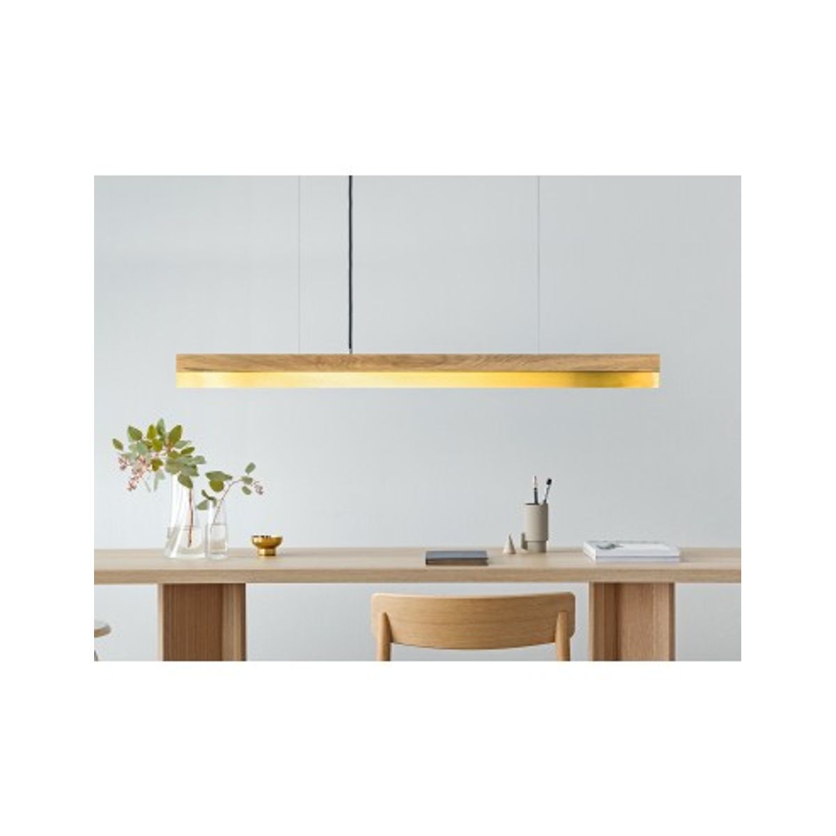 Langbordspendel i egetræ og messing 122 cm 25W LED - Egetræ/Messing