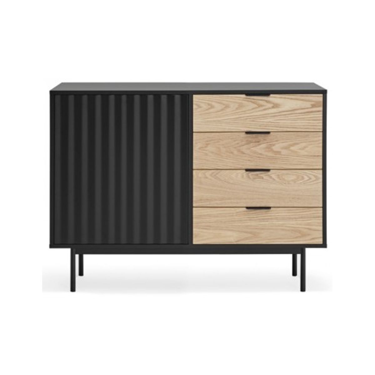 Sierra sideboard i metal og mdf finér B108 cm - Sort/Eg