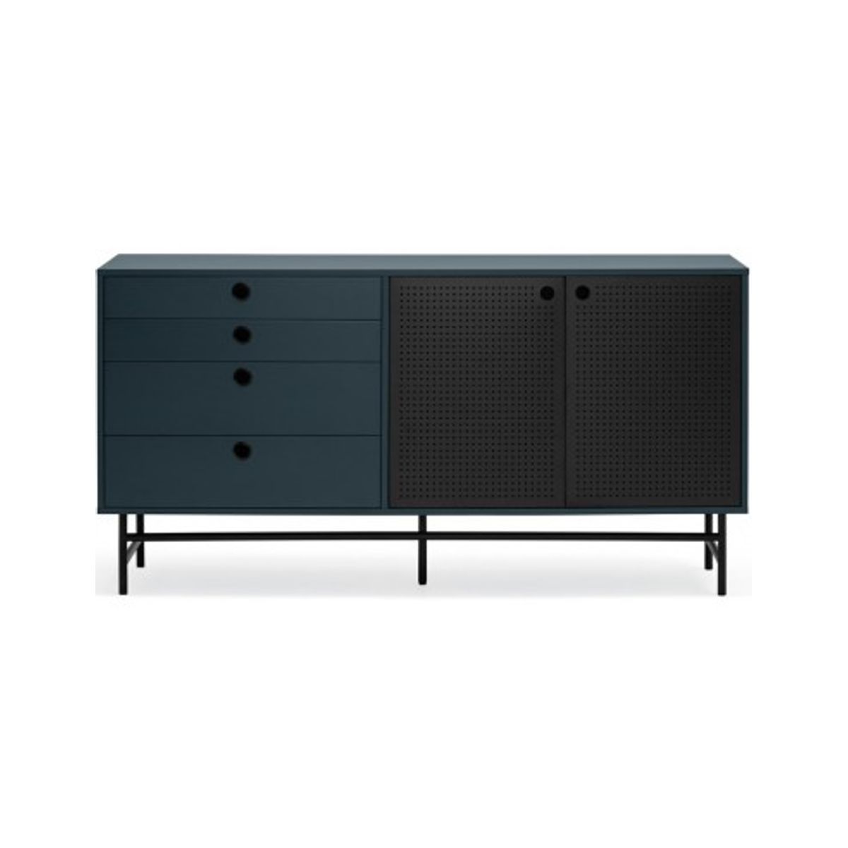 Punto sideboard i metal og mdf finér B150 cm - Sort/Mørk gråblå