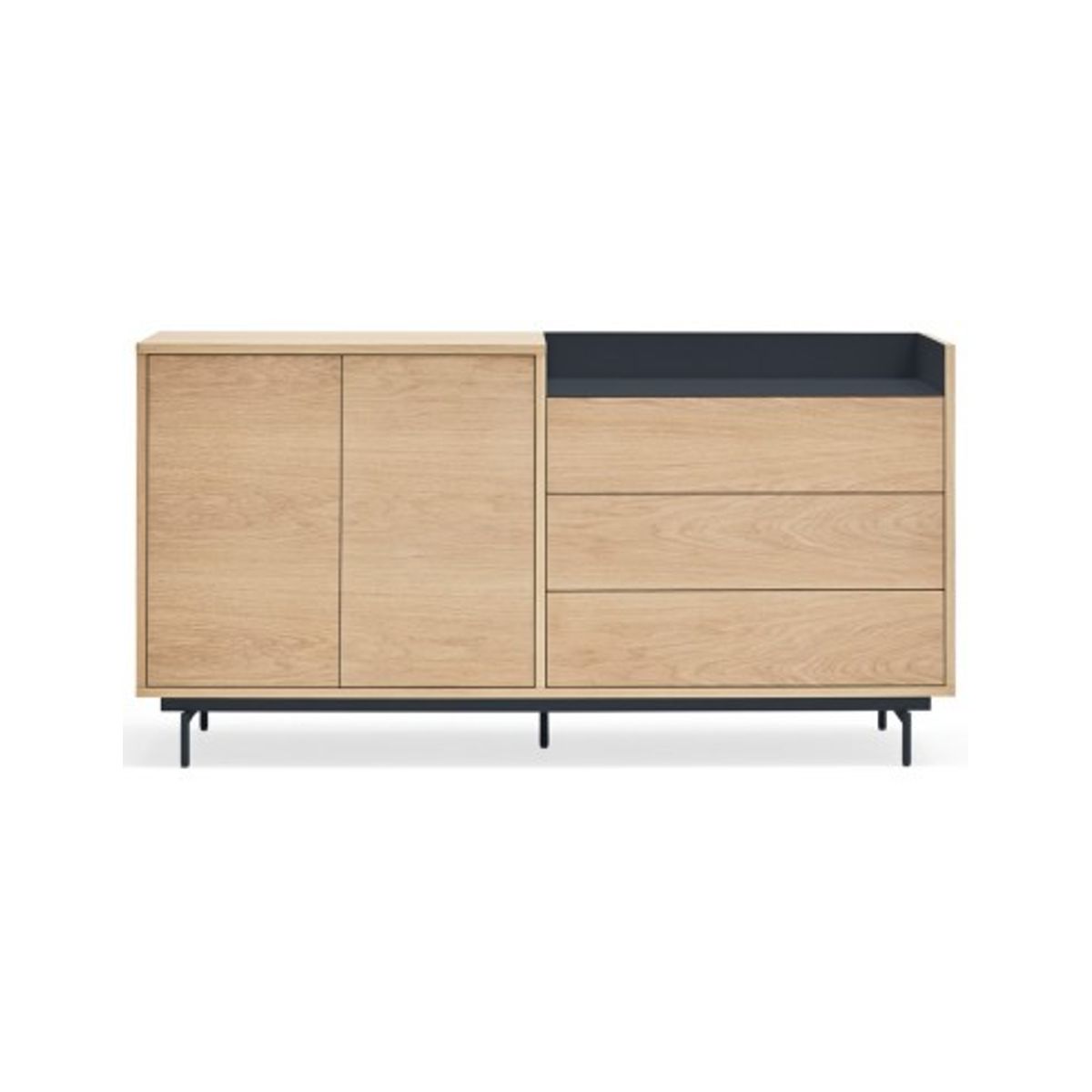 Valley sideboard i metal og mdf finér B150 cm - Mørkeblå/Eg