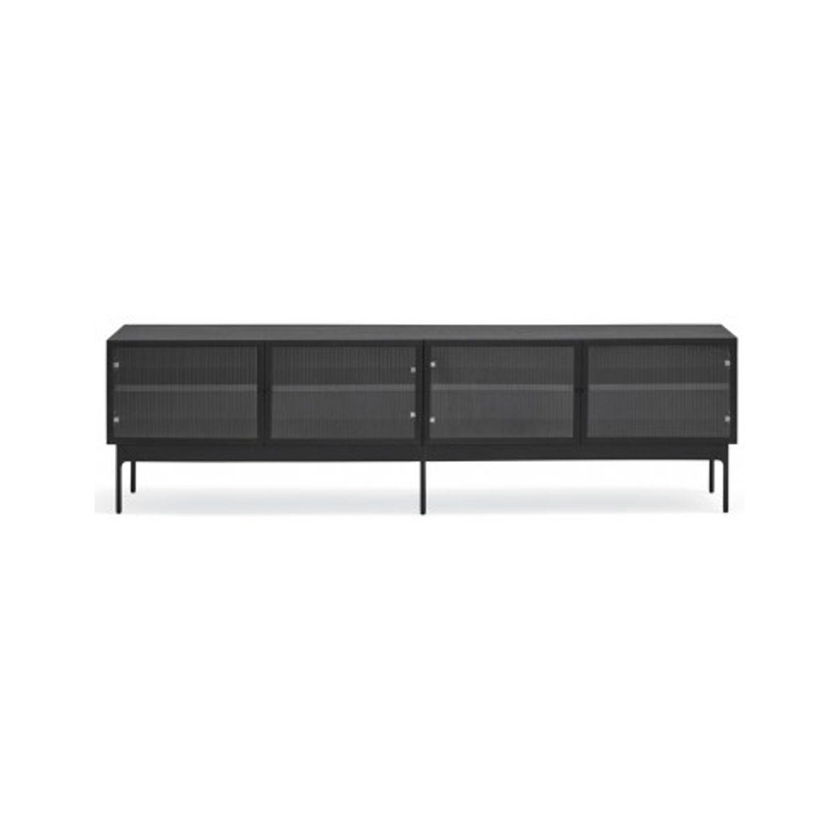 Blur TV Bord i metal og mdf finér B180 cm - Sort/Rillet klar