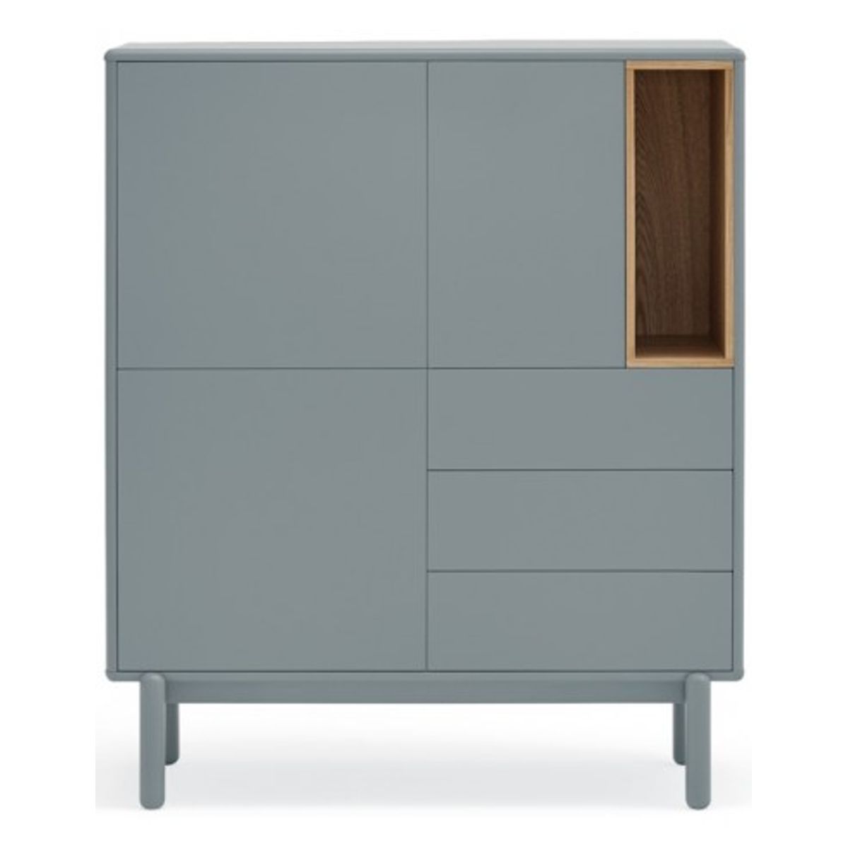 Corvo Highboard i massiv træ og mdf finér H120 cm - Perlegrå/Eg