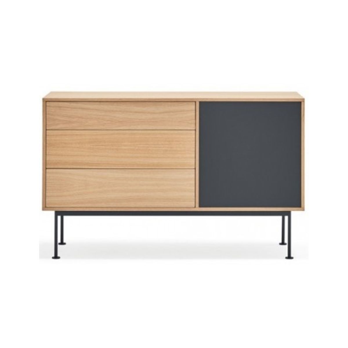 Yoko Sideboard i metal og mdf finér B128 cm - Antracit/Eg