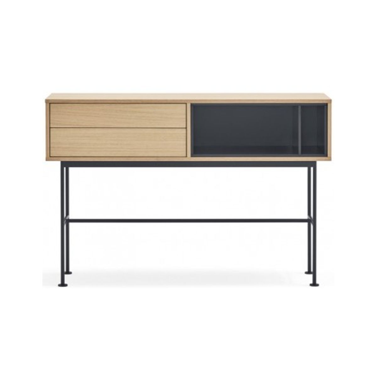 Yoko Konsolbord i metal og mdf finér B120 cm - Antracit/Eg