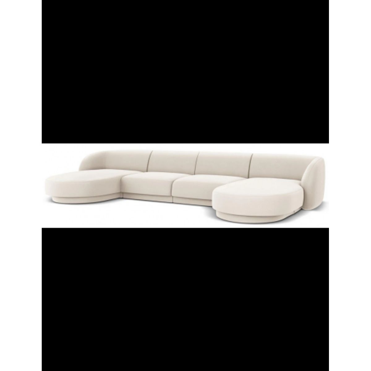 Miley U-sofa i velour B334 x D155 cm - Lys beige