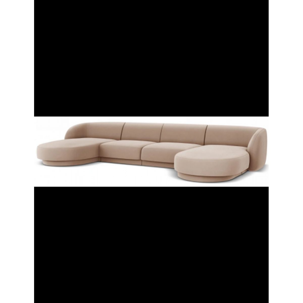 Miley U-sofa i velour B334 x D155 cm - Cappucino