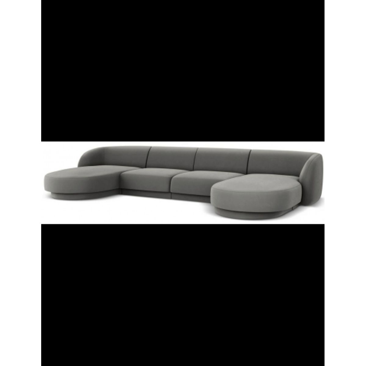 Miley U-sofa i velour B334 x D155 cm - Lysegrå