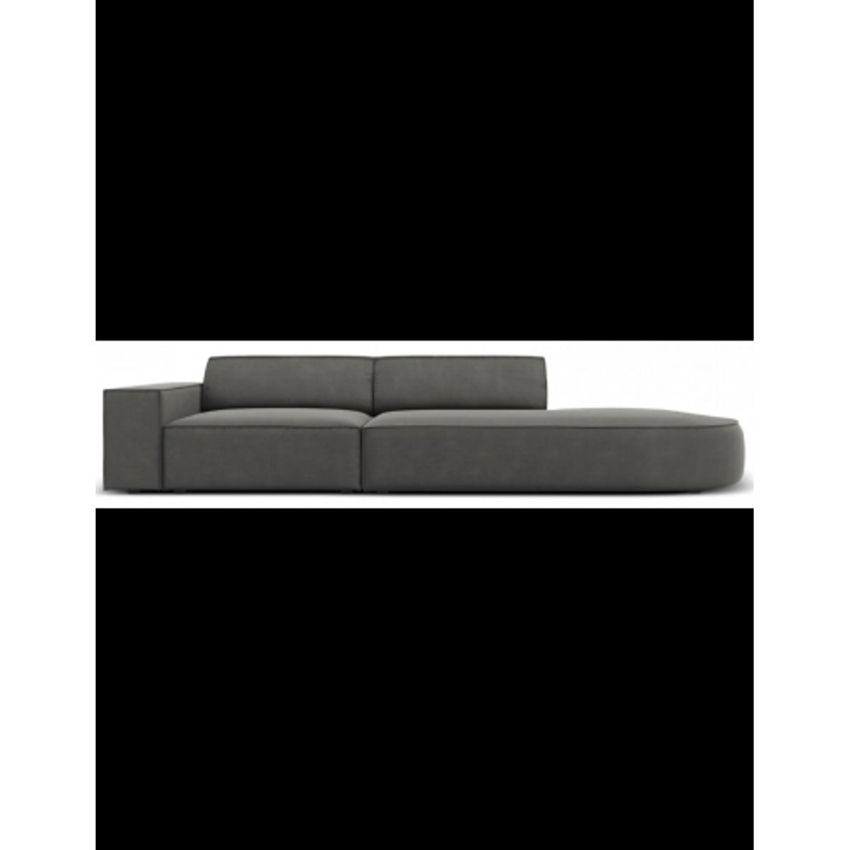 Jodie højrevendt 3-personers sofa i velour B262 x D102 cm - Sort/Lysegrå