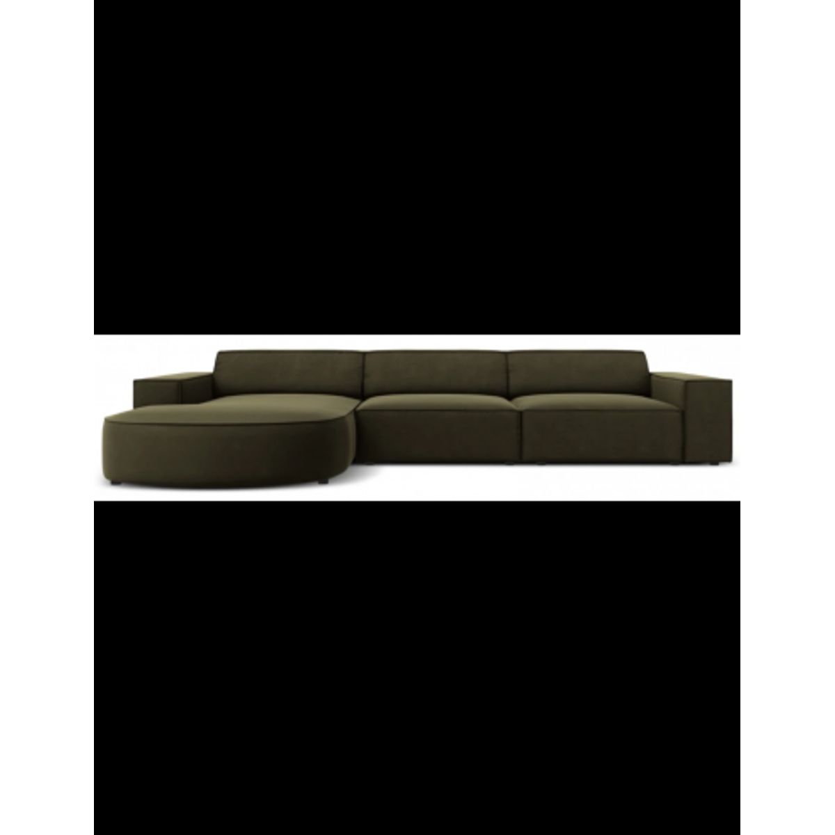 Jodie venstrevendt chaiselong sofa i velour B284 x D166 cm - Sort/Grøn