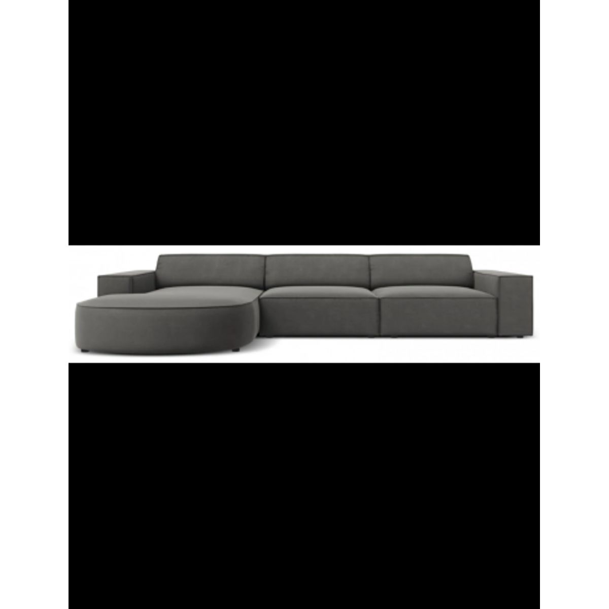 Jodie venstrevendt chaiselong sofa i velour B284 x D166 cm - Sort/Lysegrå