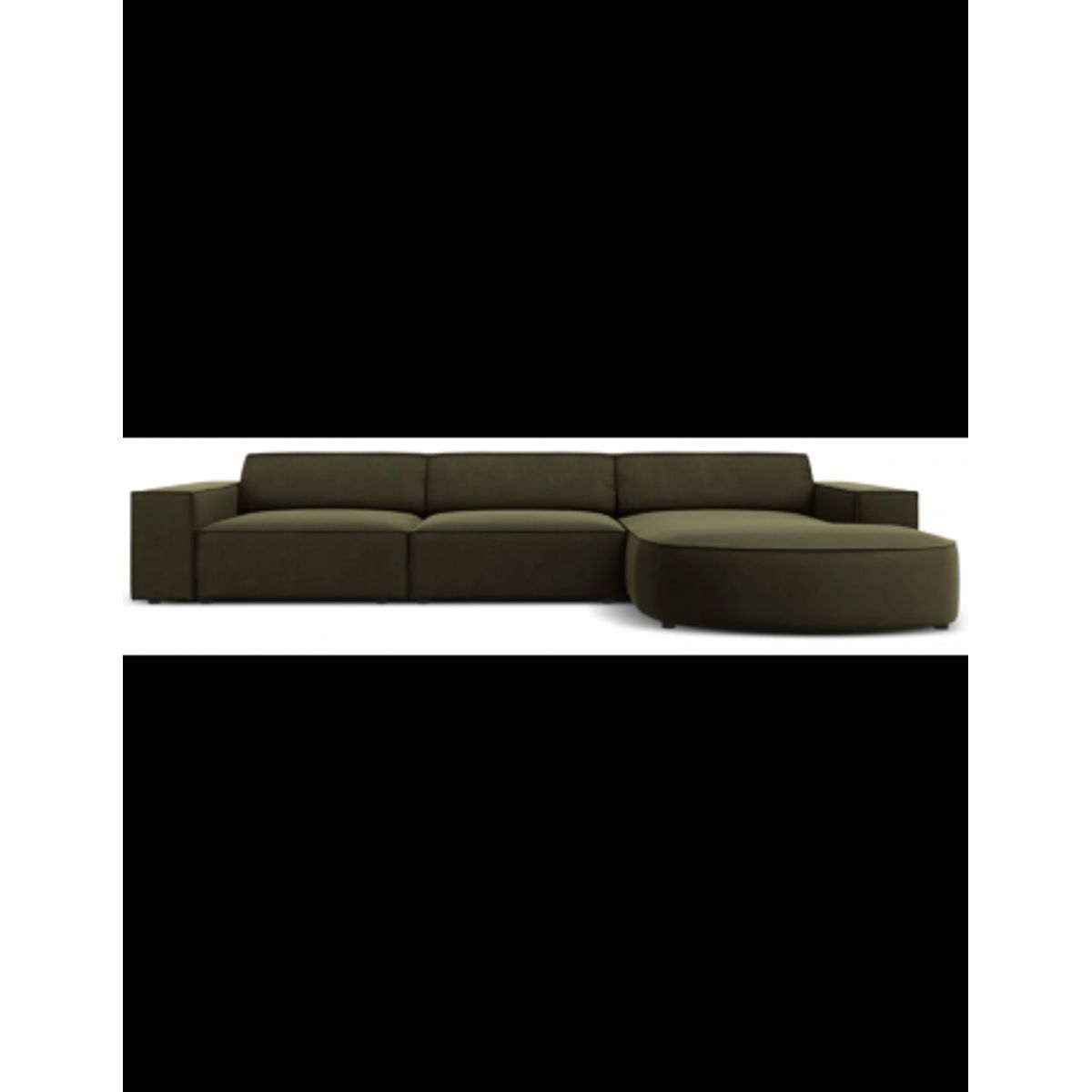 Jodie højrevendt chaiselong sofa i velour B284 x D166 cm - Sort/Grøn