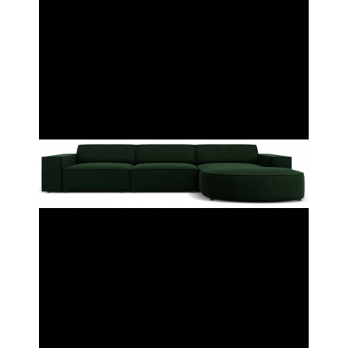 Jodie højrevendt chaiselong sofa i velour B284 x D166 cm - Sort/Flaskegrøn