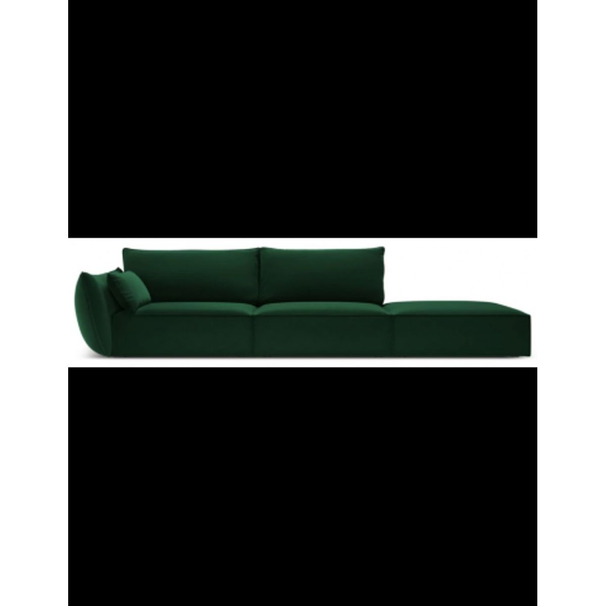 Kaelle højrevendt 4-personers sofa i velour B286 cm - Flaskegrøn