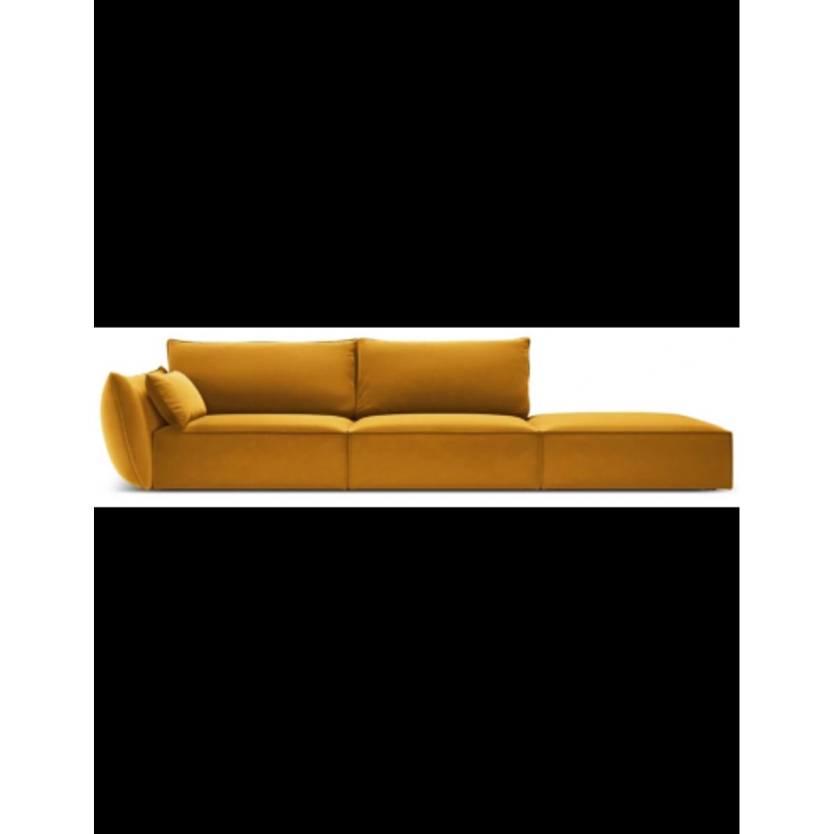 Kaelle højrevendt 4-personers sofa i velour B286 cm - Gul