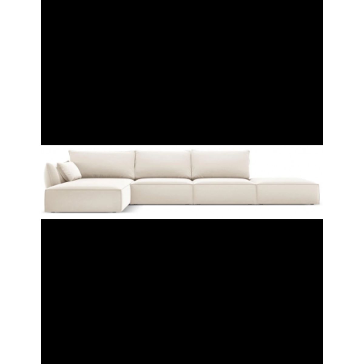 Kaelle venstrevendt chaiselongsofa i velour B386 x D166 cm - Lys beige