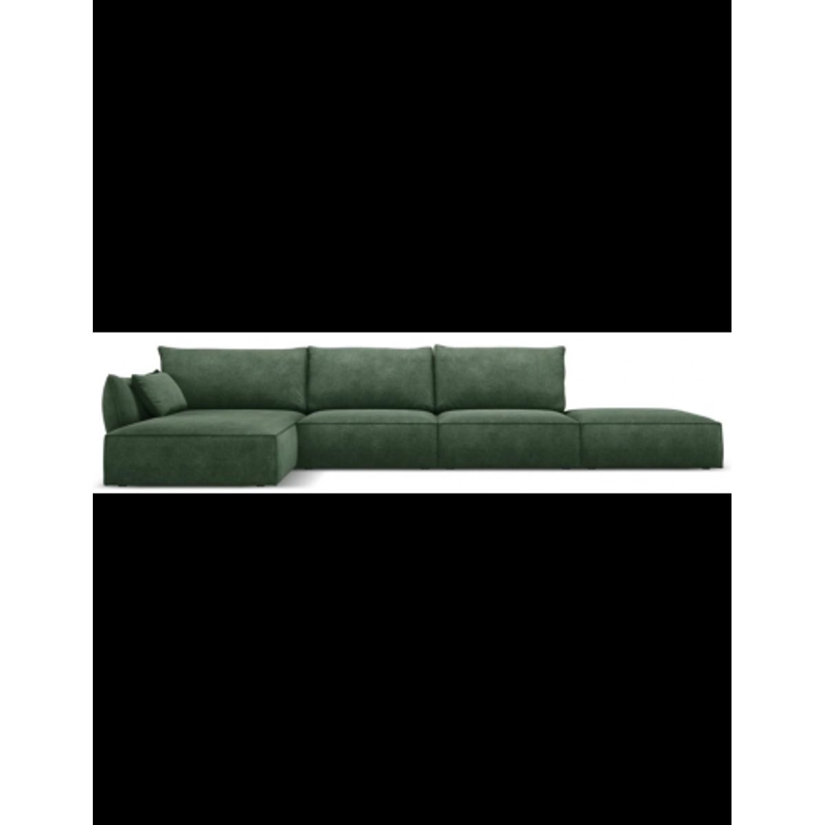 Kaelle venstrevendt chaiselongsofa i chenille B386 x D166 cm - Flaskegrøn