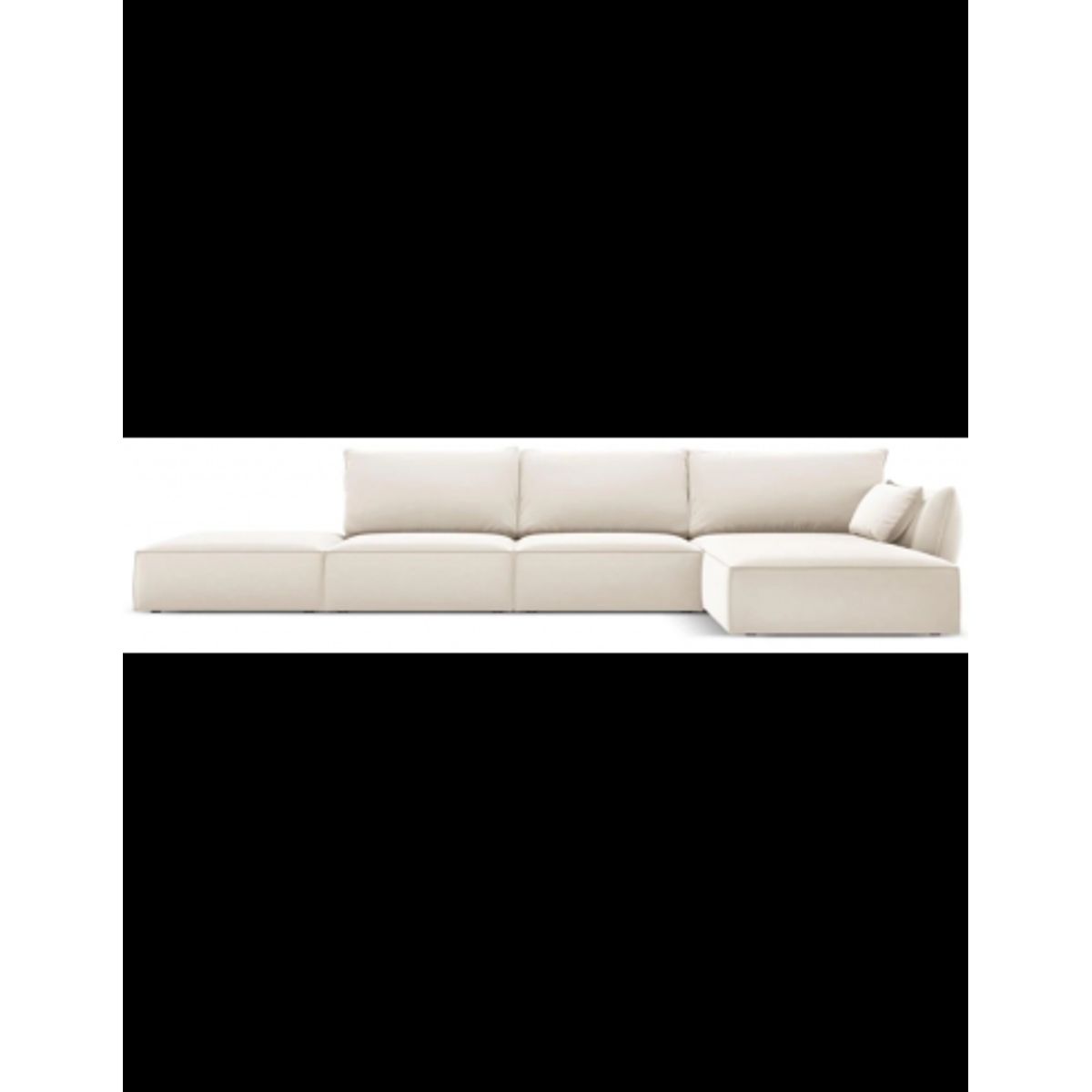 Kaelle højrevendt chaiselongsofa i velour B386 x D166 cm - Lys beige