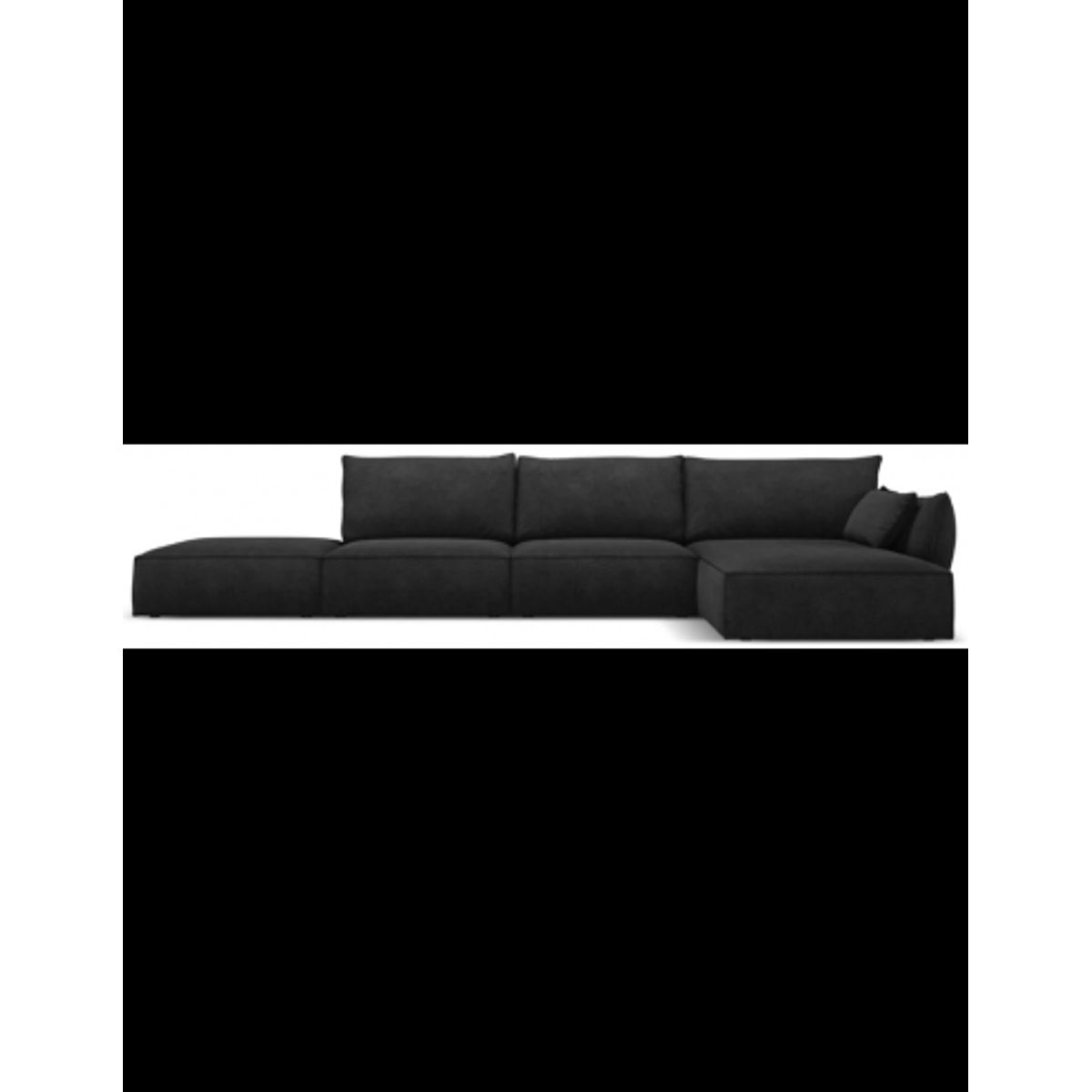 Kaelle højrevendt chaiselongsofa i chenille B386 x D166 cm - Sort