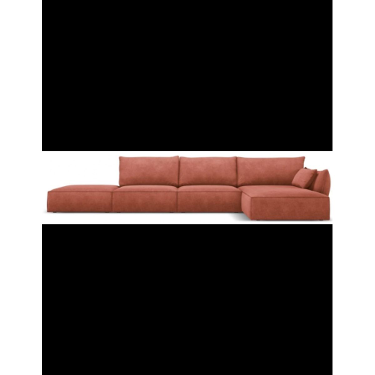 Kaelle højrevendt chaiselongsofa i chenille B386 x D166 cm - Terracotta