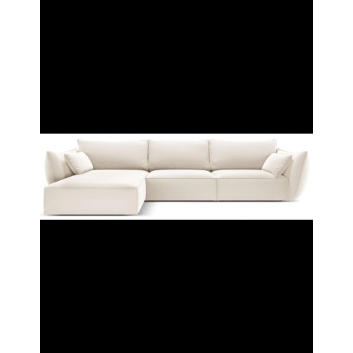 Kaelle venstrevendt chaiselongsofa i velour B308 x D171 cm - Lys beige