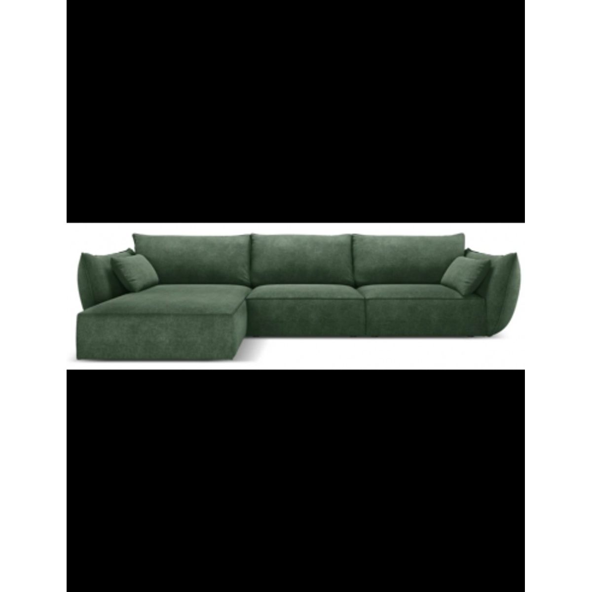 Kaelle venstrevendt chaiselongsofa i chenille B308 x D171 cm - Flaskegrøn