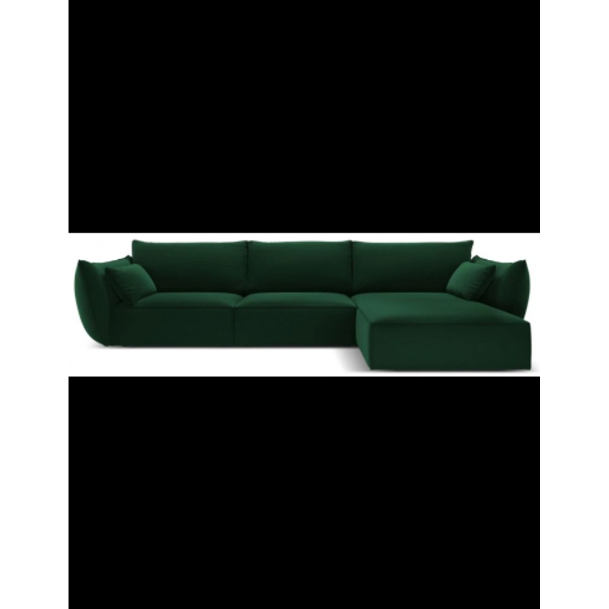 Kaelle højrevendt chaiselongsofa i velour B308 x D171 cm - Flaskegrøn