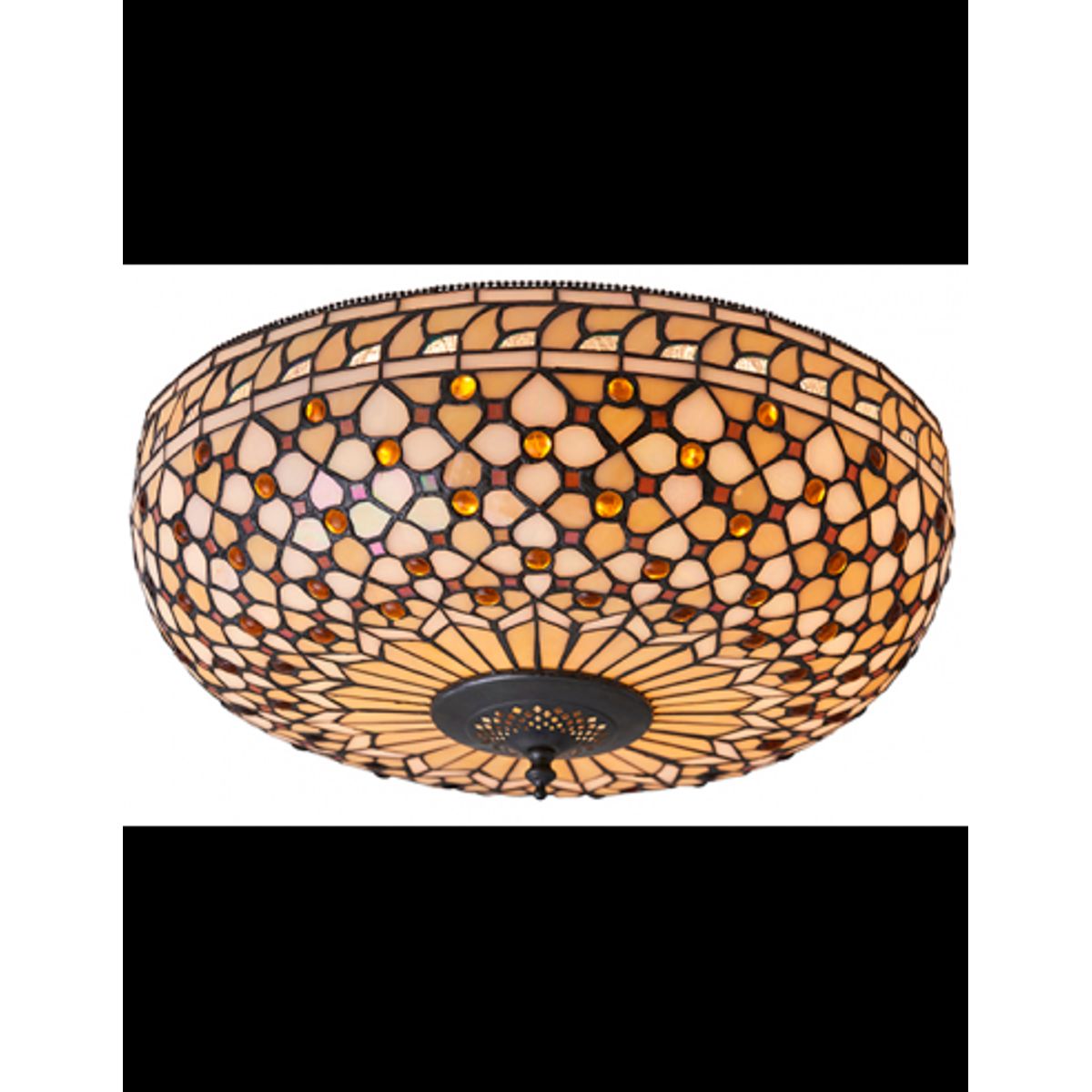 Tiffany Mille Plafond i stål og glas Ø45 cm 2 x E27 - Antik bronze/Multi