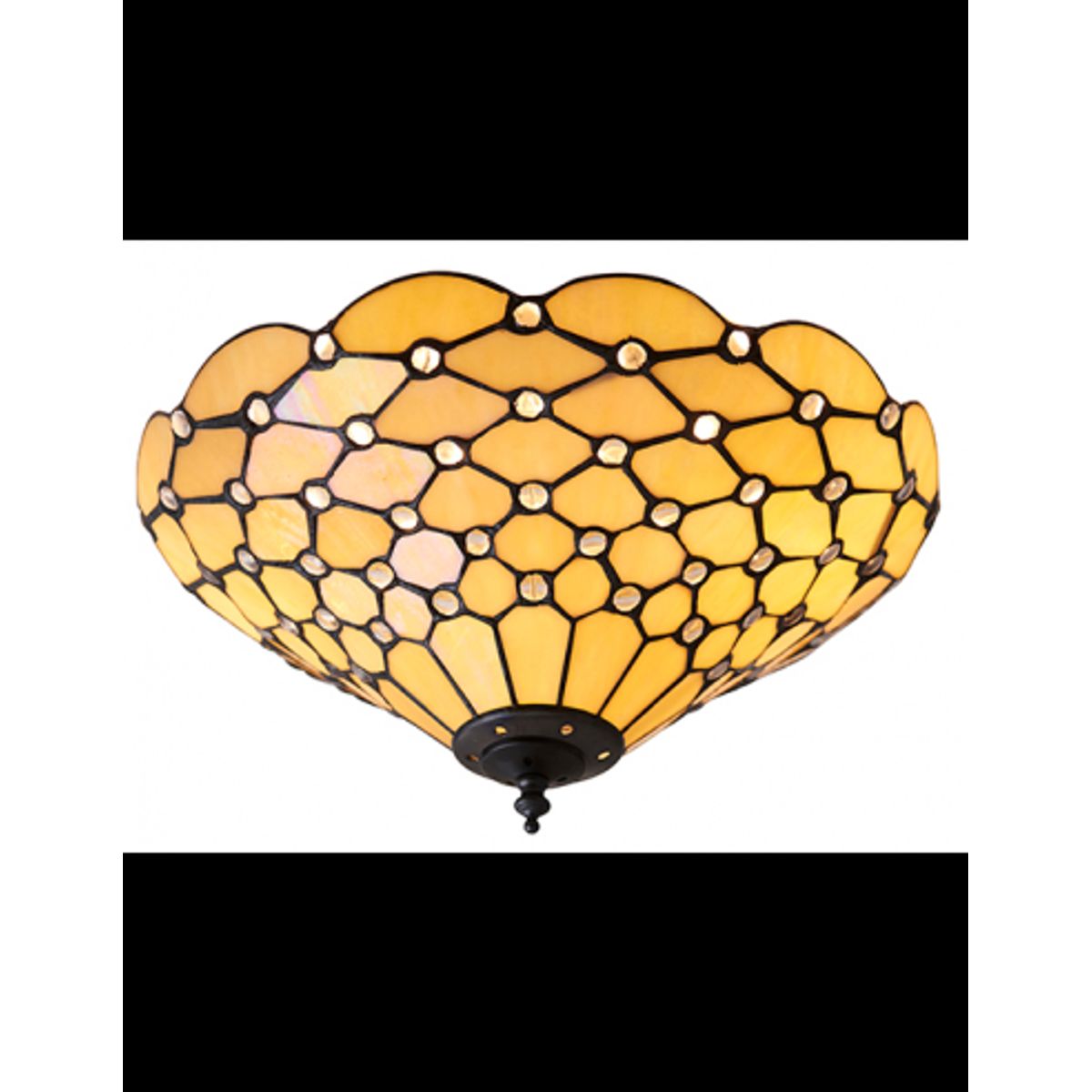 Tiffany Pearl Plafond i stål og glas Ø37 cm 2 x E27 - Antik bronze/Multi