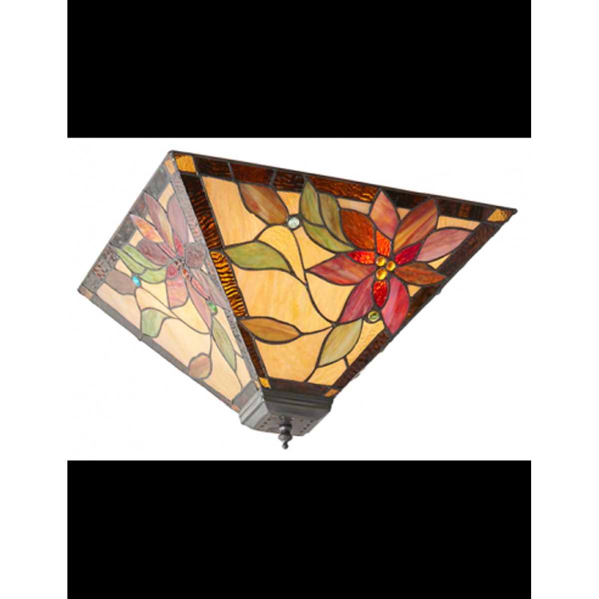 Tiffany Lelani Plafond i stål og glas 40 x 40 cm 2 x E27 - Antik bronze/Multi