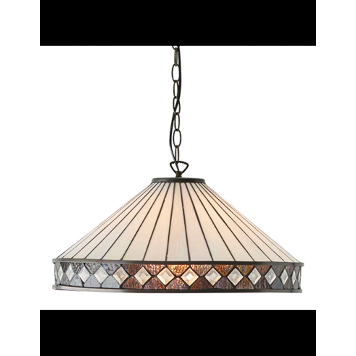 Tiffany Fargo Loftlampe i stål og glas Ø50 cm 1 x E27 - Antik bronze/Multi