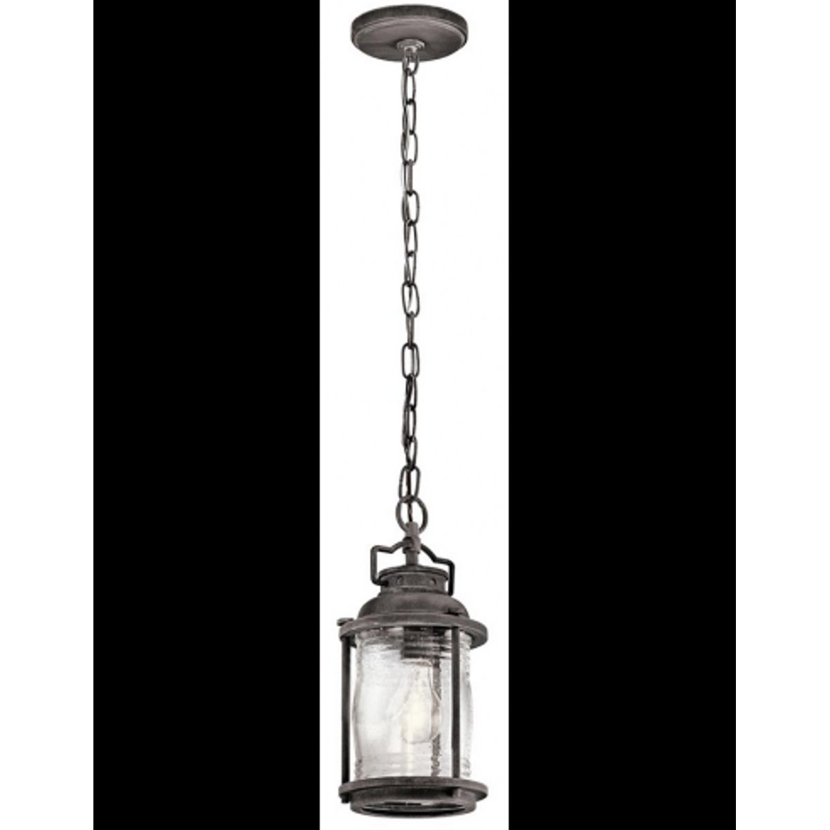 Ashland Bay Udendørs loftlampe i stål og glas Ø15,4 cm 1 x E27 - Antik zink/Klar dråbeeffekt