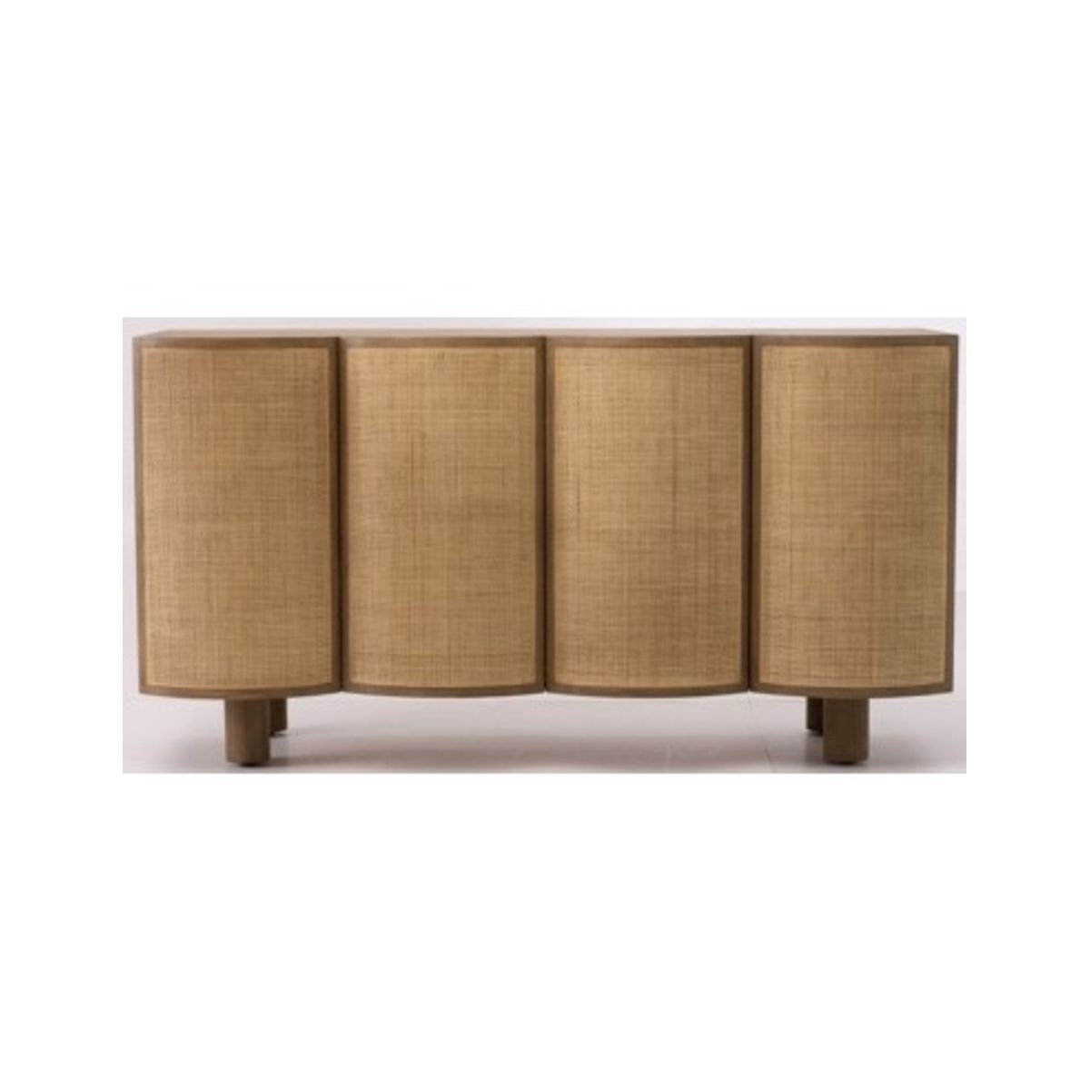 Sideboard i egetræ og rattan B160 cm - Eg/Natur