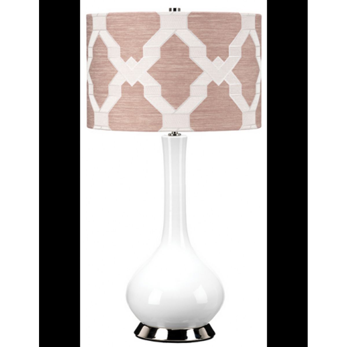 Milo Bordlampe i keramik og polyester H69 cm 1 x E27 - Poleret nikkel/Hvid/Pink