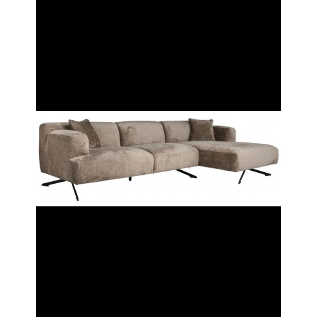 Donovan højrevendt chaiselong sofa i chenille 300 x 148 cm - Sort/Taupe