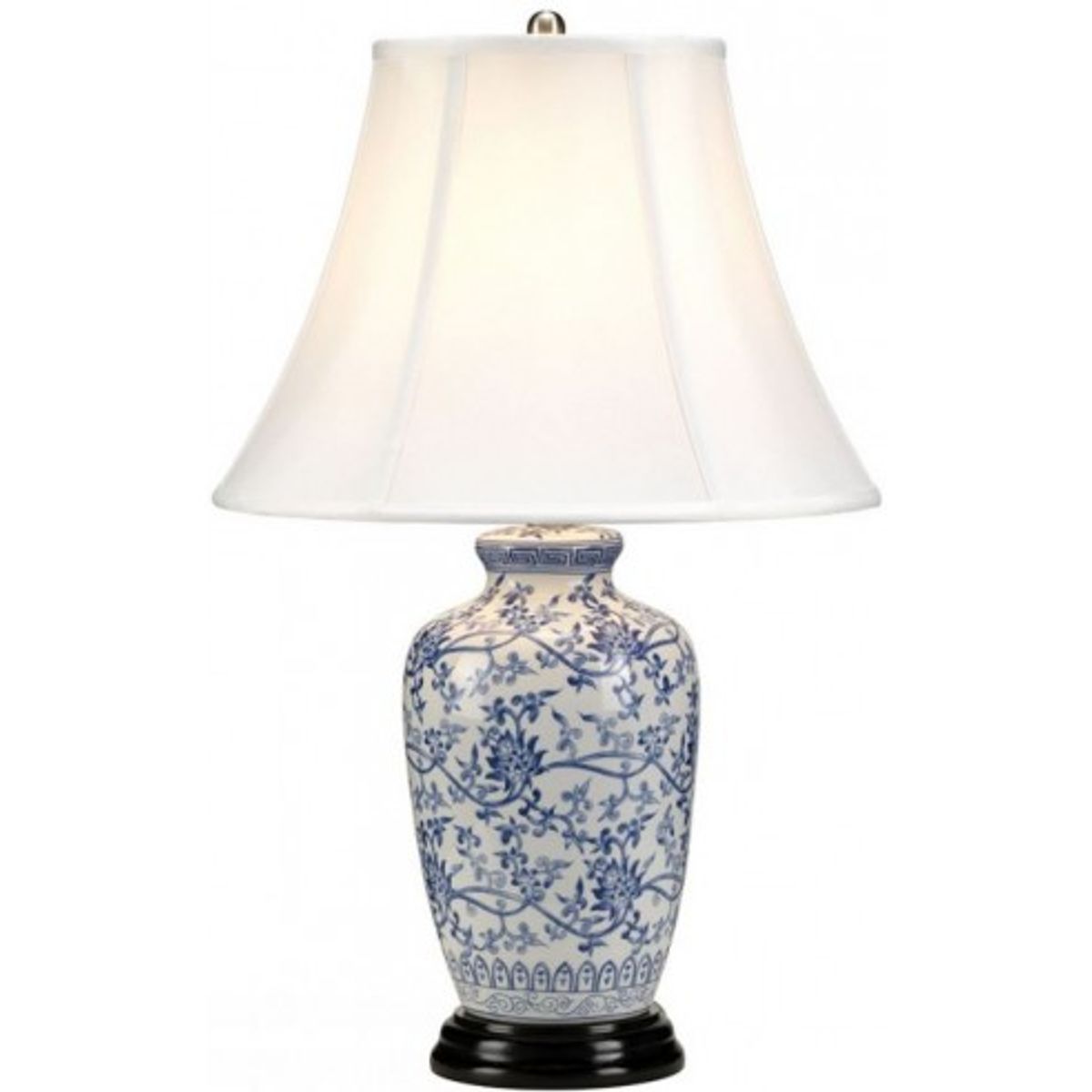 Blue Ginger Bordlampe i porcelæn og polyester H57 cm 1 x E27 - Blå/Hvid