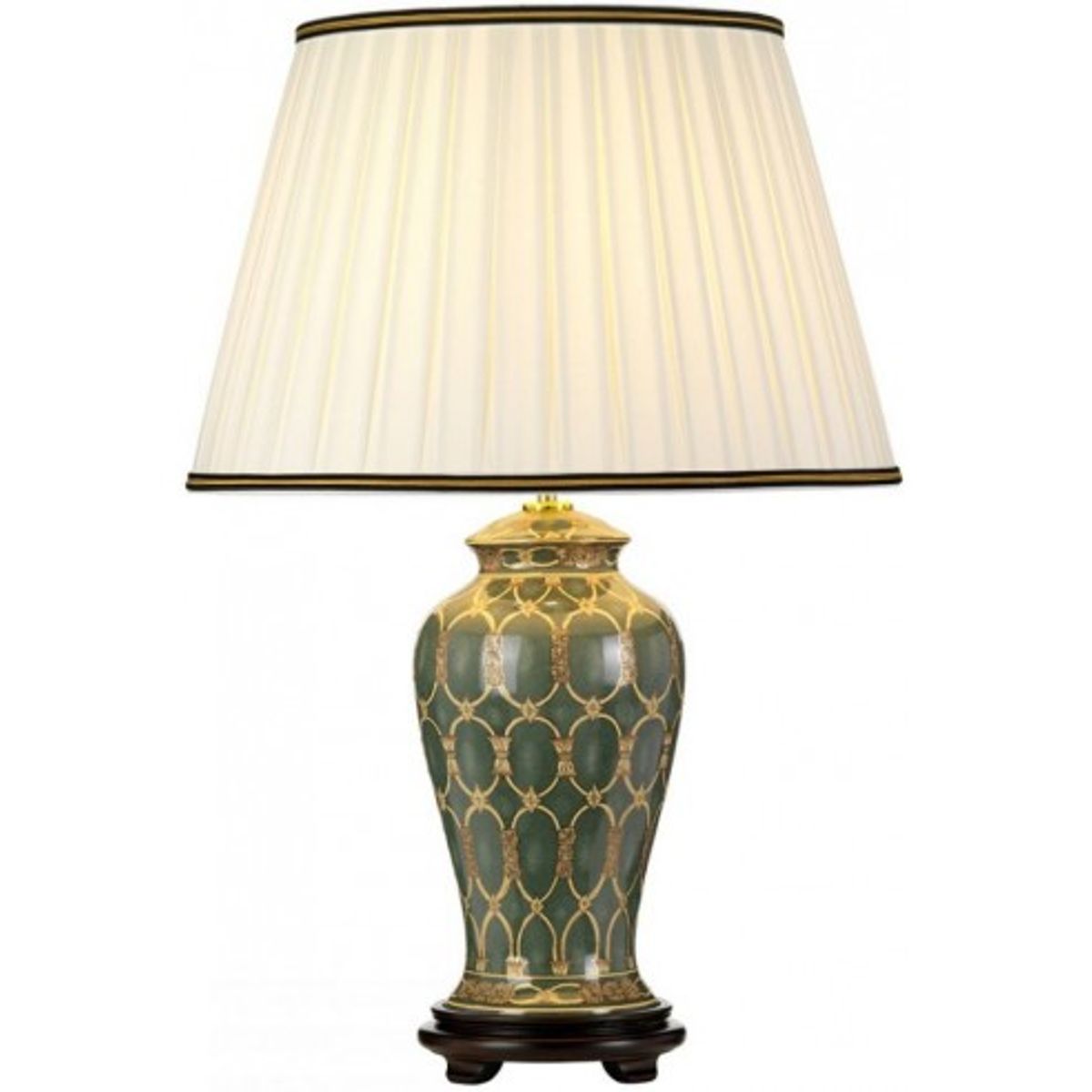 Sashi Bordlampe i keramik og bomuld H68 cm 1 x E27 - Grøn/Guld/Elfenbenshvid