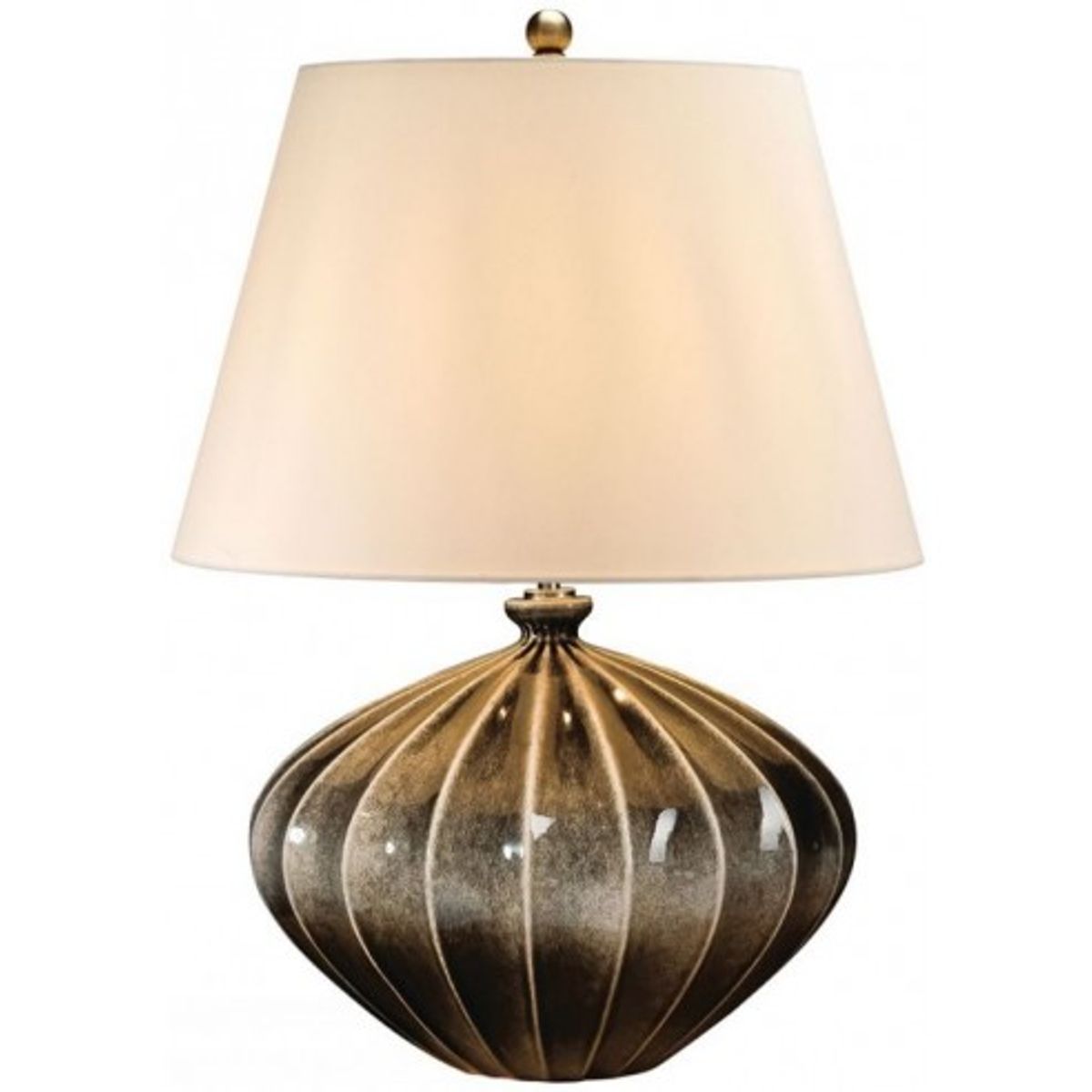 Rib Pumpkin Bordlampe i keramik og faux silke H63 cm 1 x E27 - Sortbrun/Creme