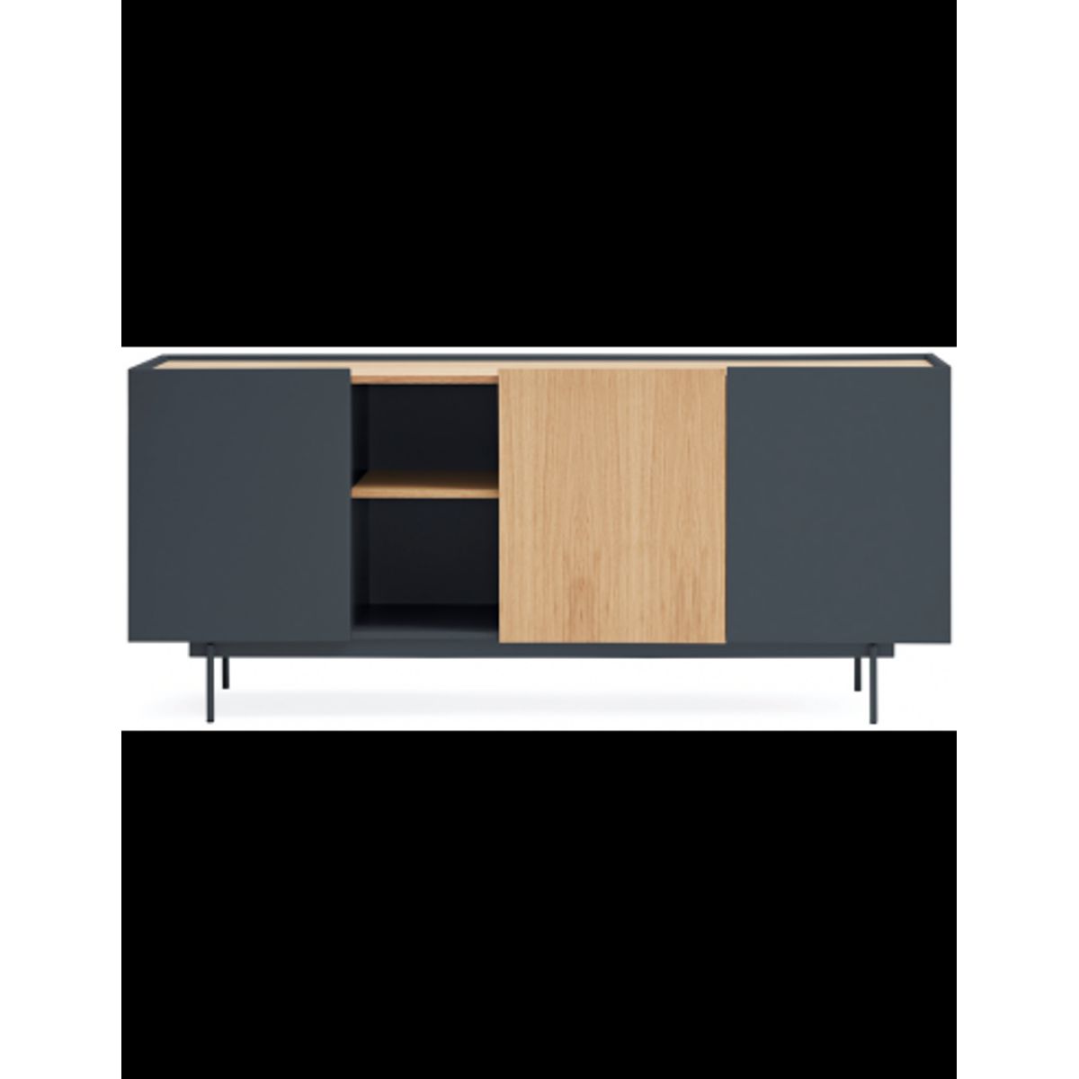 Otto sideboard i metal og melamin B180 cm - Antracit/Eg